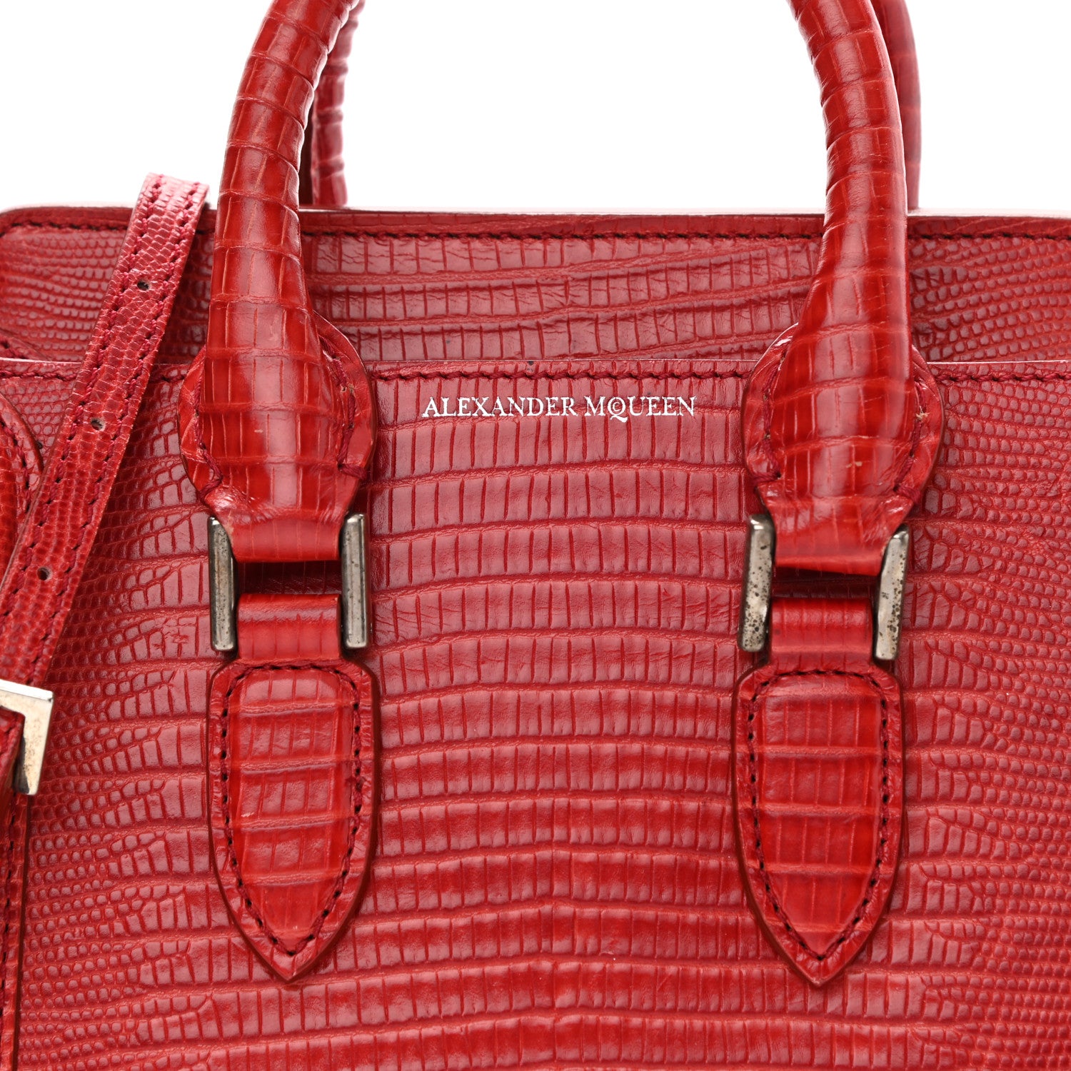 Alexander McQueen Calfskin Lizard Embossed Mini Heroine Scarlet 8 of 14