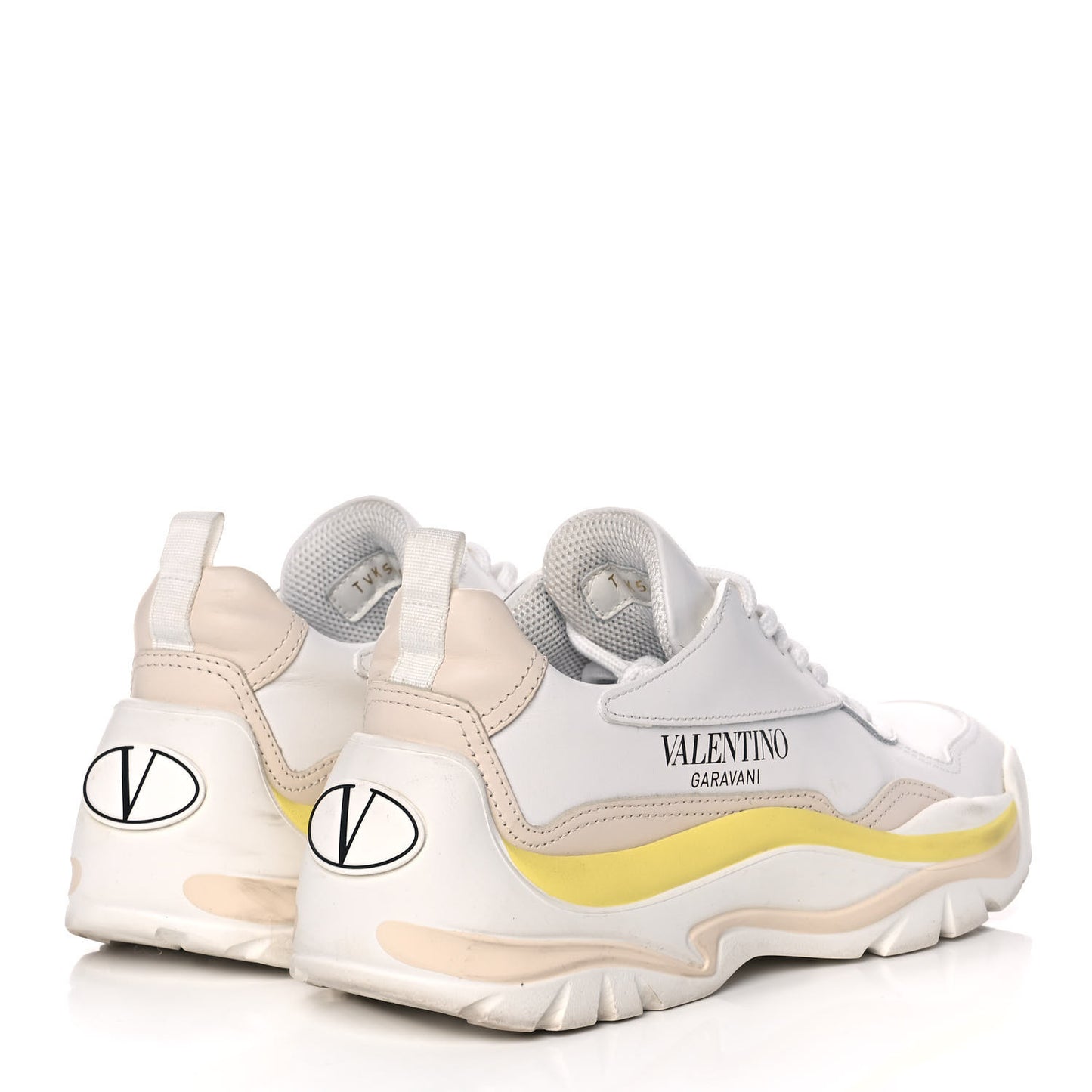 Calfskin Womens Gumboy Sneakers 36 White Lime Yellow