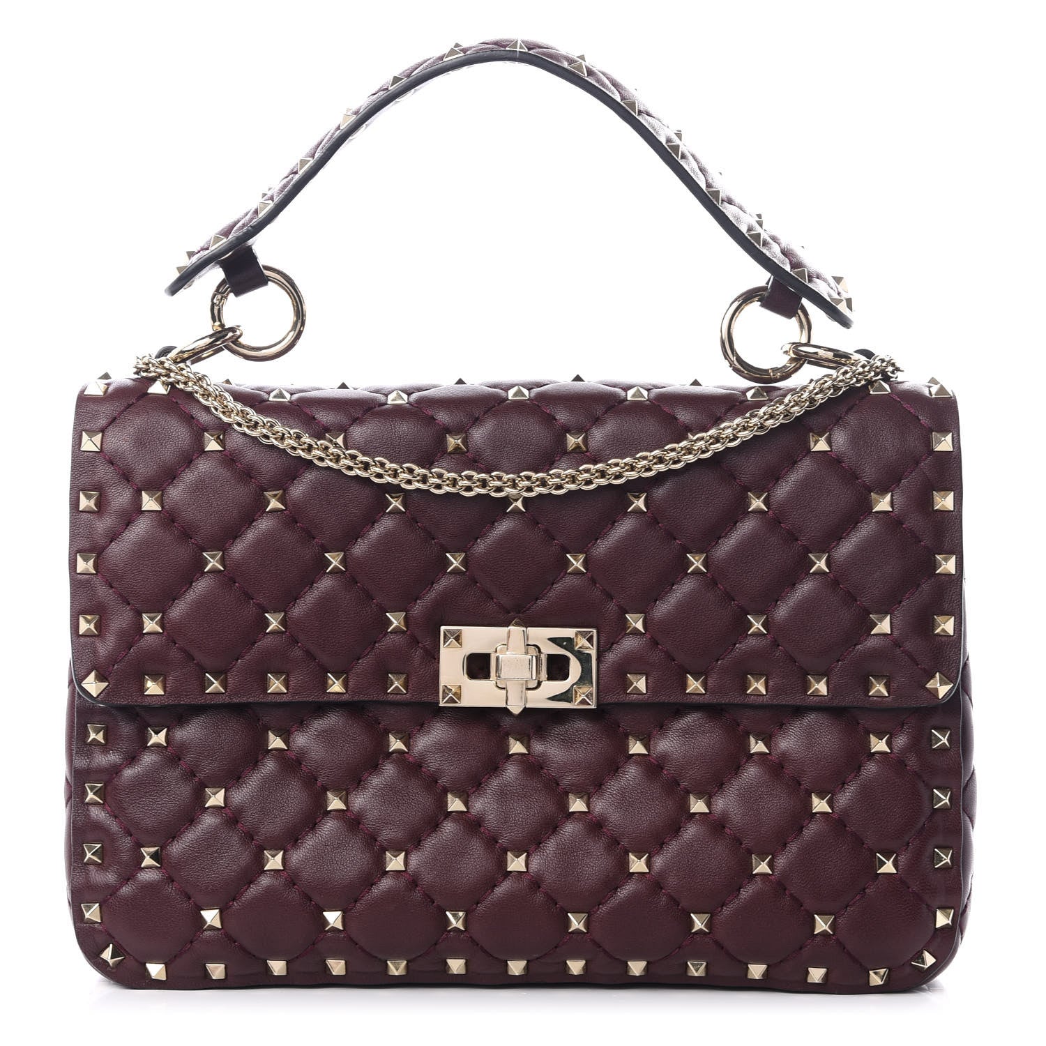 Valentino Garavani Nappa Medium Rockstud Spike Shoulder Bag Rubin 1 of 8