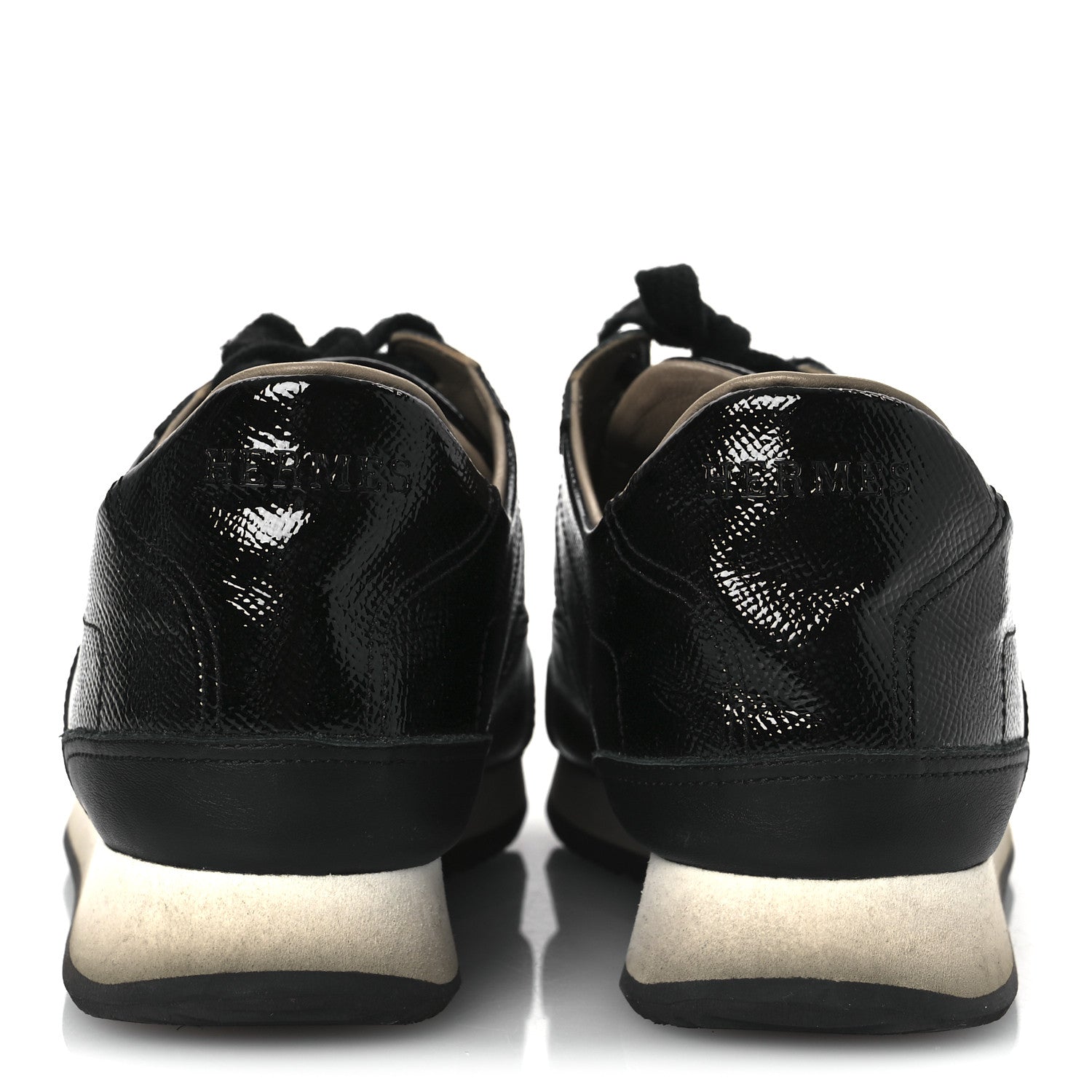 Hermes Patent Epsom Calfskin Trail Sneakers 37 Black 6 of 14