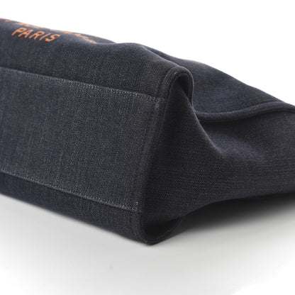 Chanel Denim Large Deauville Tote Blue Orange 8 of 10