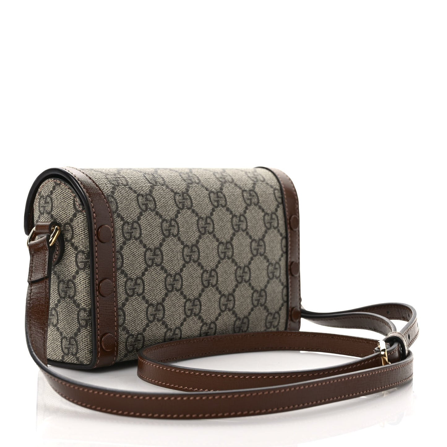 GG Supreme Monogram Mini Horsebit 1955 Shoulder Bag Beige Brown Sugar