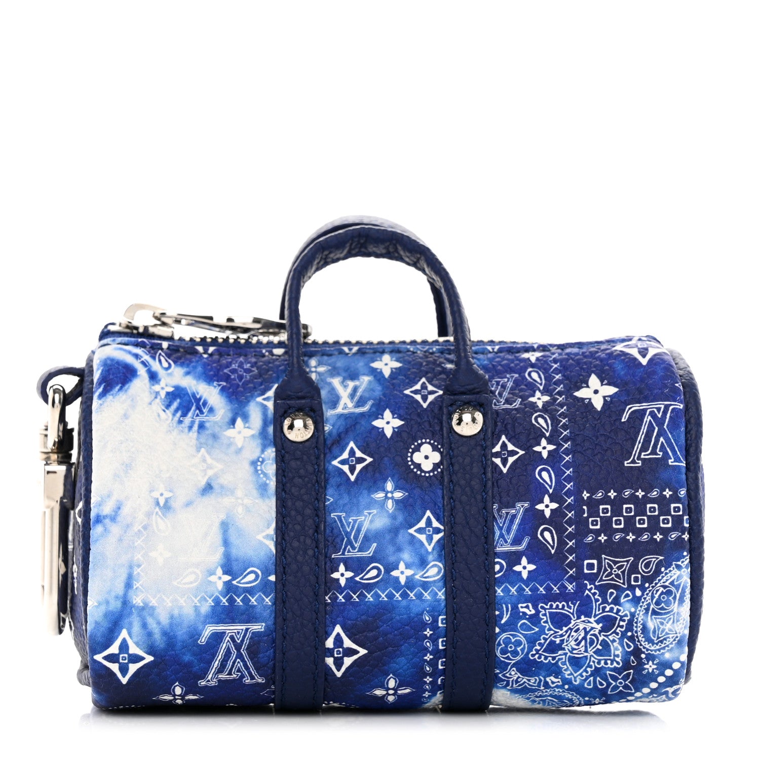 Louis Vuitton Monogram Bandana Mini Keepall Bag Charm Key Holder Blue 2 of 10