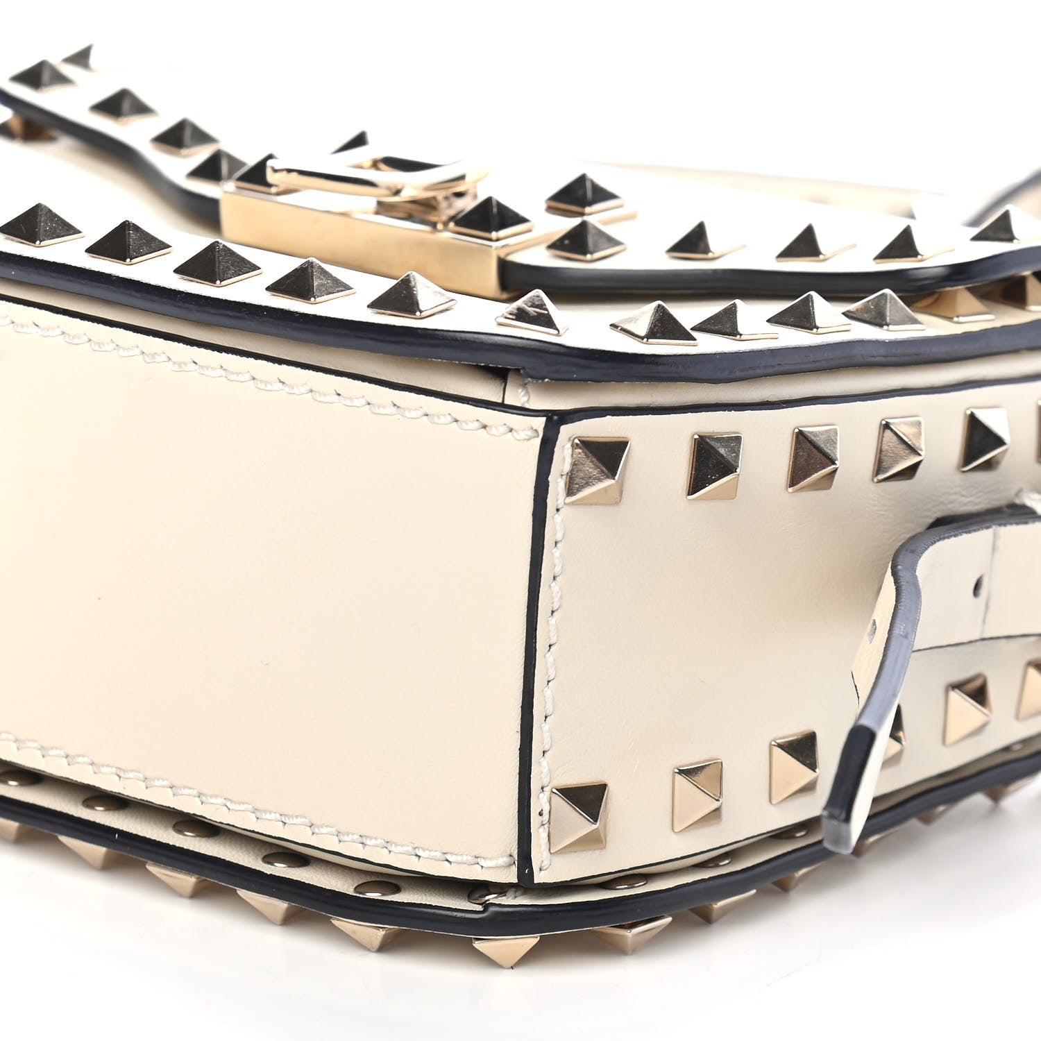 Valentino Garavani Vitello Small Rockstud Flap Saddle Bag Ivory 9 of 9