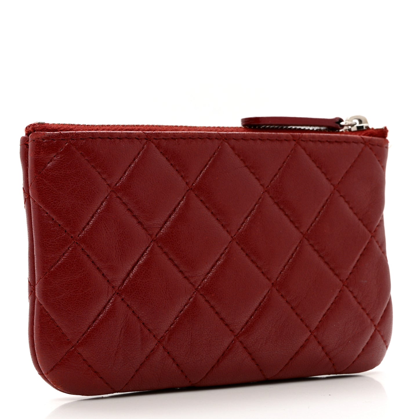 Lambskin Quilted Small Cosmetic Case Red