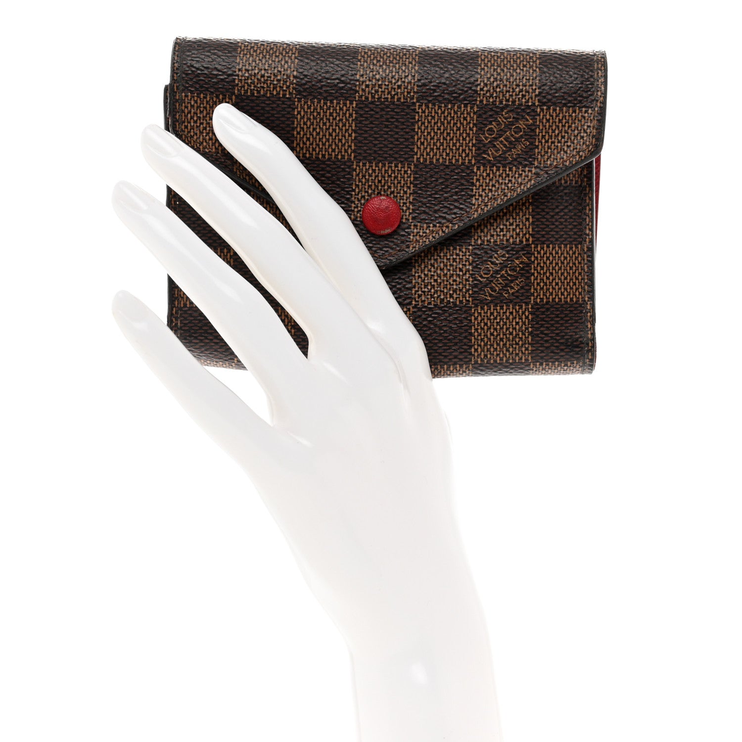 Louis Vuitton Damier Ebene Victorine Wallet Red 2 of 10