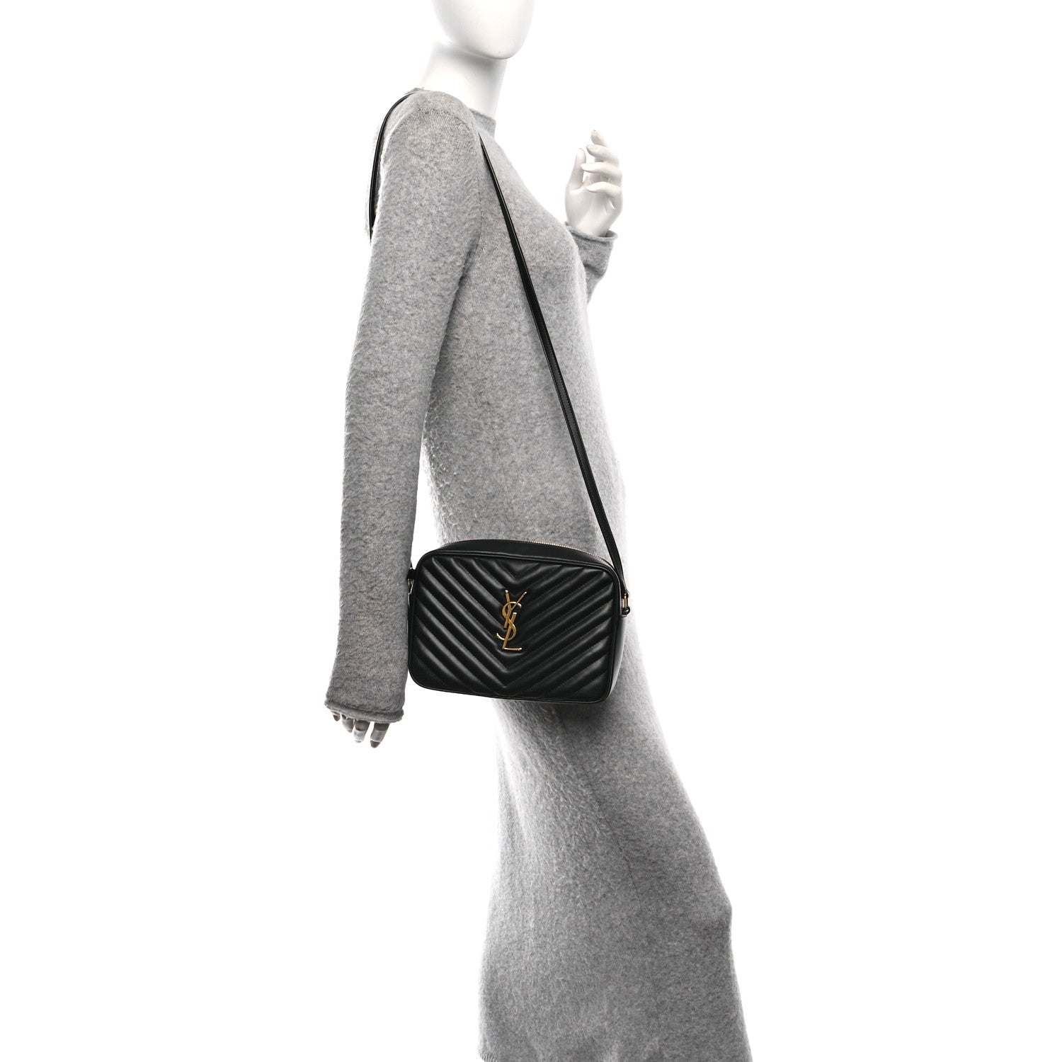 Saint Laurent Calfskin Matelasse Monogram Lou Camera Bag Black 2 of 10