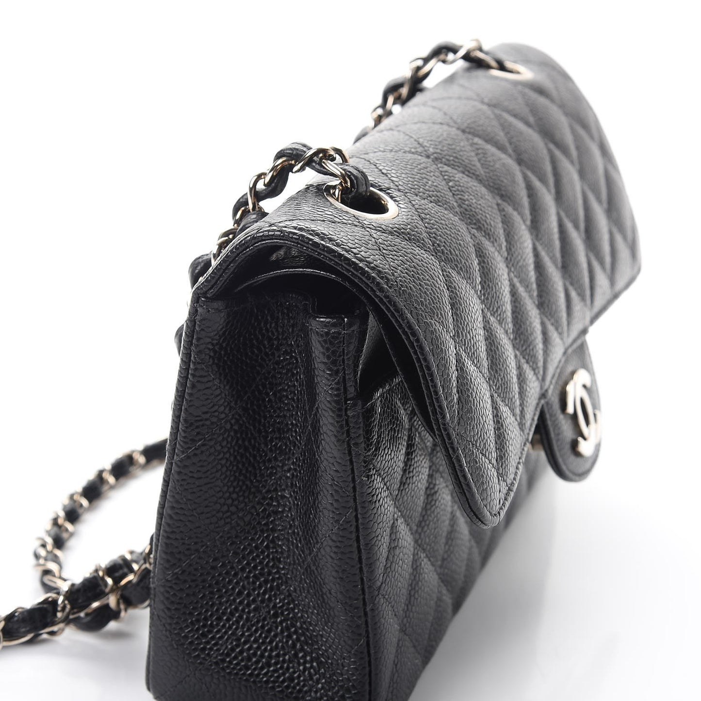 Caviar Quilted Small Double Flap Black