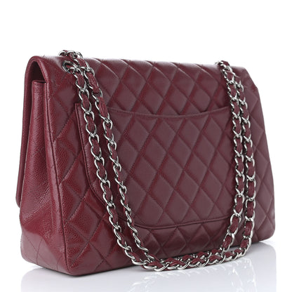 Chanel Caviar Quilted Maxi Single Flap Dark Red 2 of 11