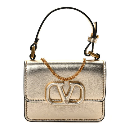 Valentino Garavani Metallic Calfskin Micro VSling Shoulder Bag Sahara 1 of 9