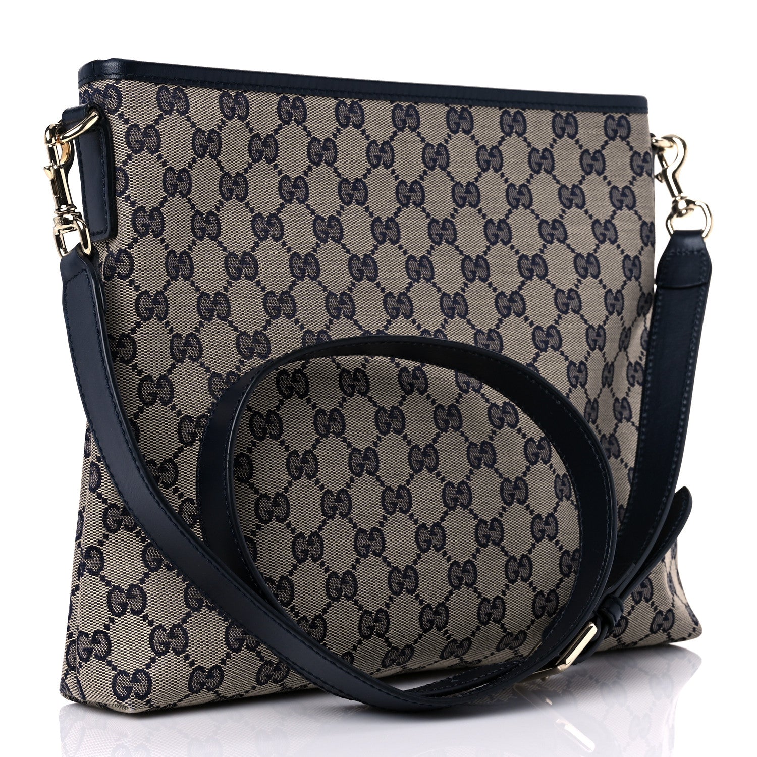 Gucci GG Supreme Monogram Web Flat Messenger Bag Navy 3 of 10