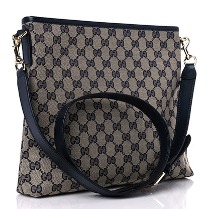 Gucci GG Supreme Monogram Web Flat Messenger Bag Navy 3 of 10