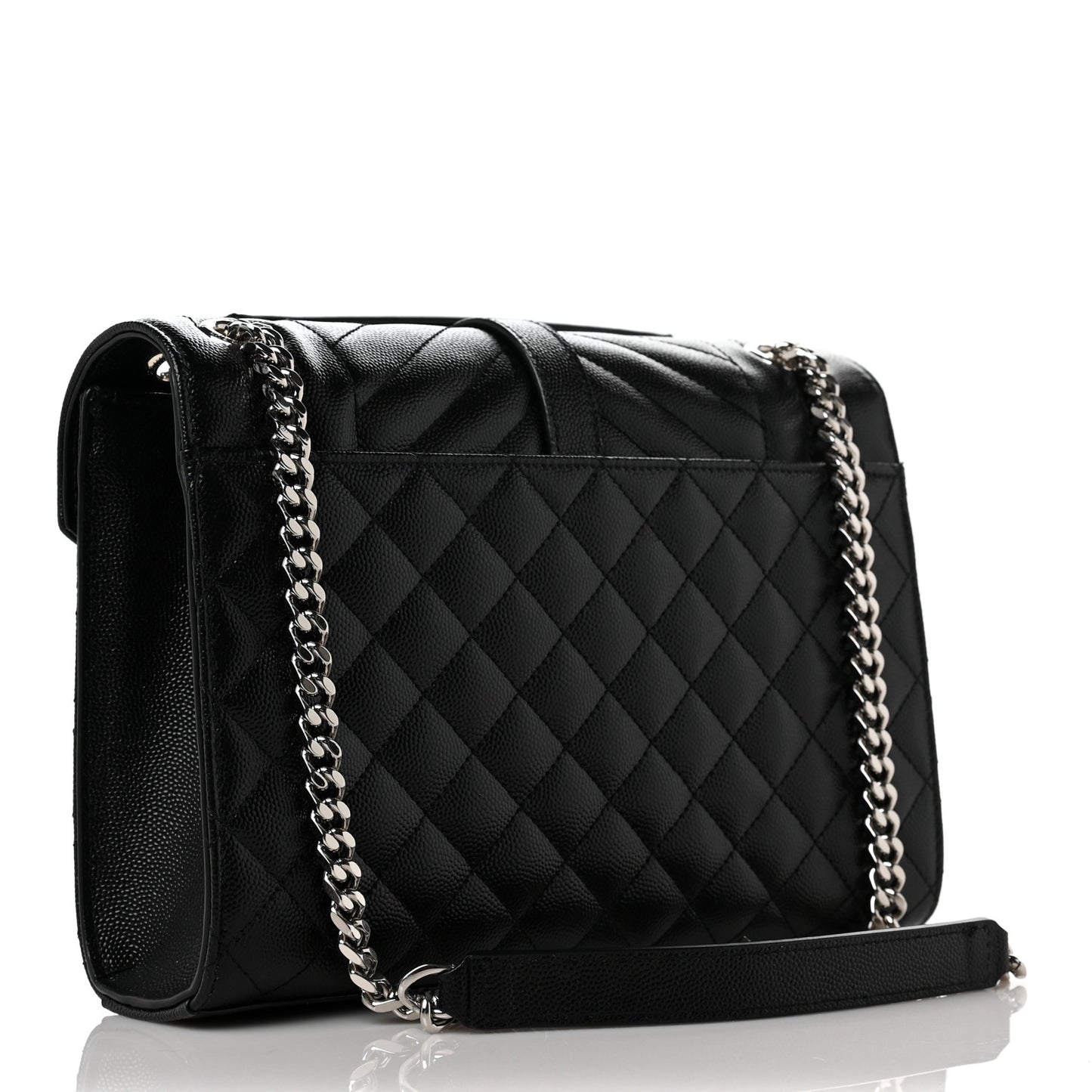 Grain De Poudre Textured Mixed Matelasse Triquilt Medium Monogram Satchel Black