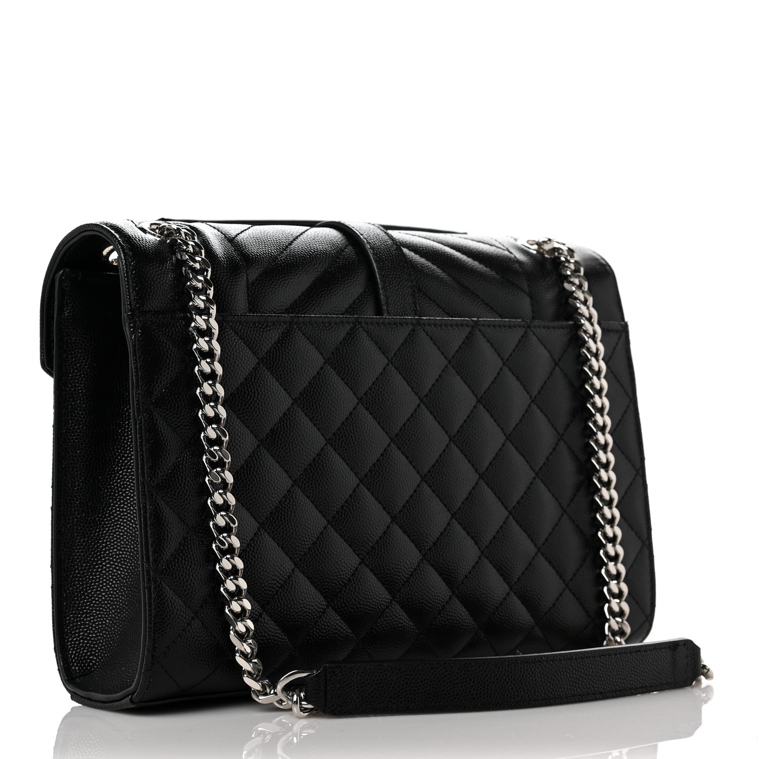 Saint Laurent Grain De Poudre Textured Mixed Matelasse Triquilt Medium Monogram Satchel Black 2 of 8