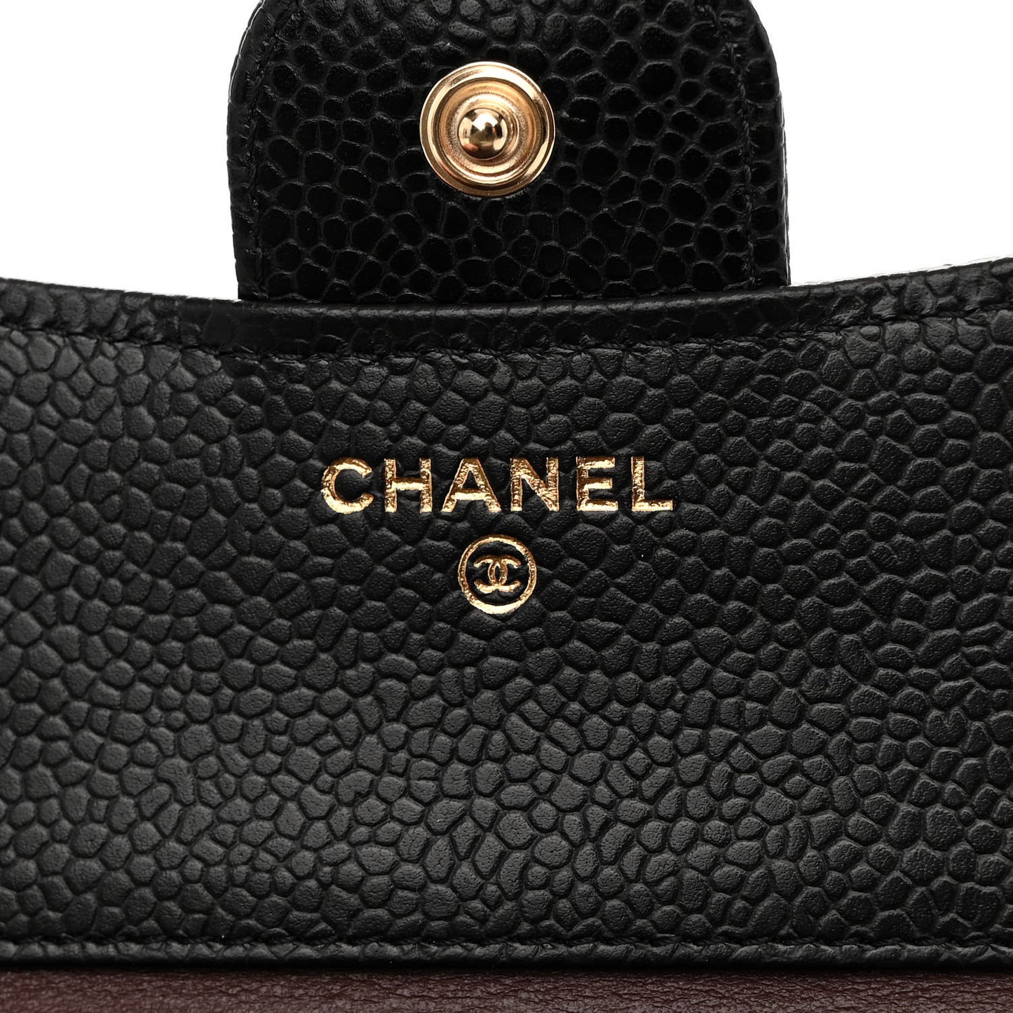 Caviar Quilted Compact Flap Wallet Black