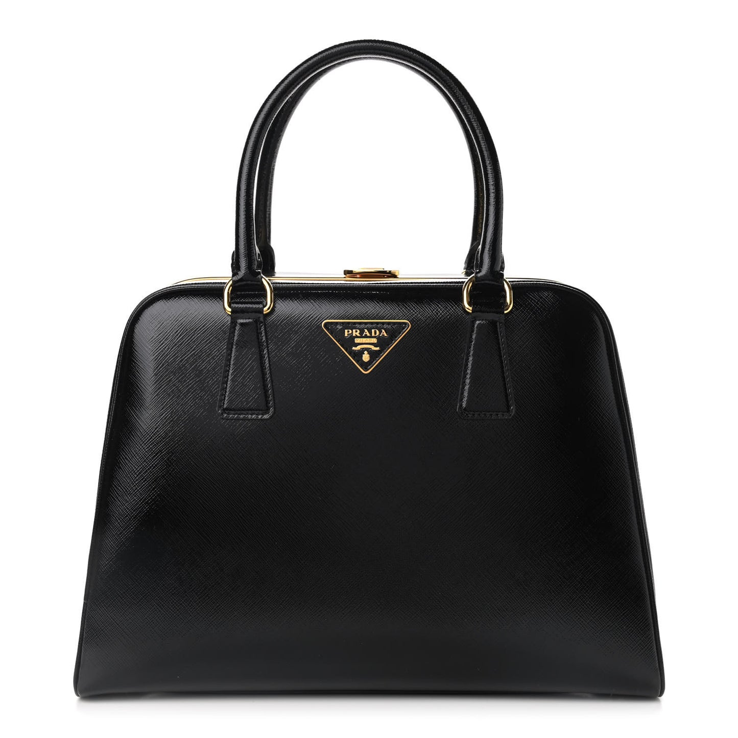 Saffiano Vernice Pyramid Bag Black