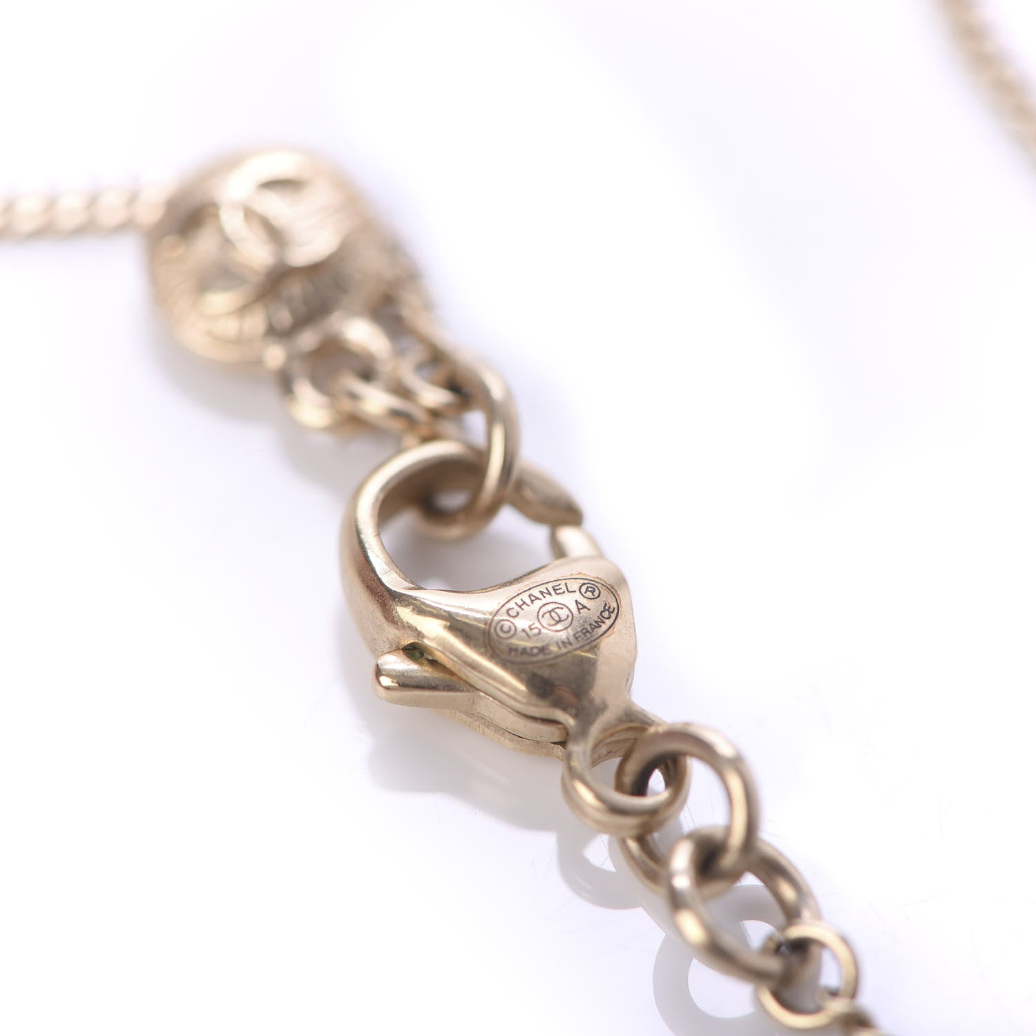 Chanel Crystal Pearl CC Star Necklace Gold 5 of 5