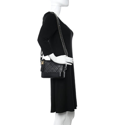 Chanel Aged Calfskin Quilted Small Gabrielle Hobo Black 2 of 10