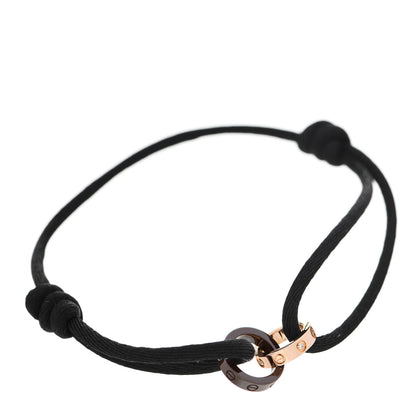Cartier 18K Pink Gold Ceramic 4 Diamond LOVE Cord Bracelet Black 1 of 6