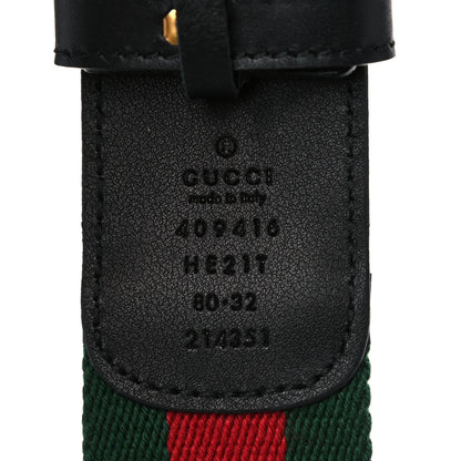 Gucci Nylon Calfskin Double G 40mm Web Belt 80 32 Green Red Black 3 of 6