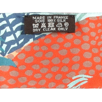 Hermes Silk Under The Waves Twilly Petrole Orange Beige 4 of 4