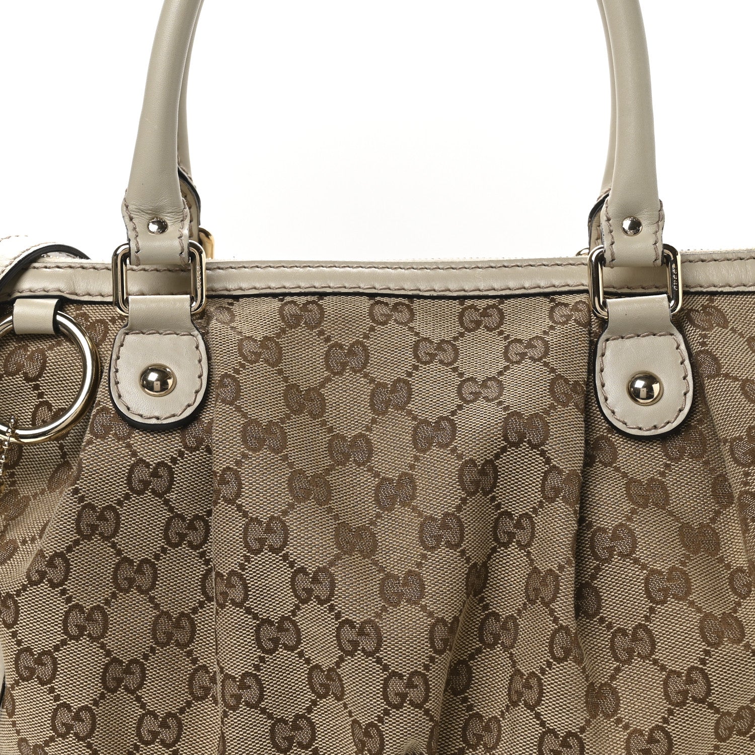 Gucci Monogram Margaux Calfskin Medium Sukey Top Handle Bag Beige Ebony Mystic White 8 of 11