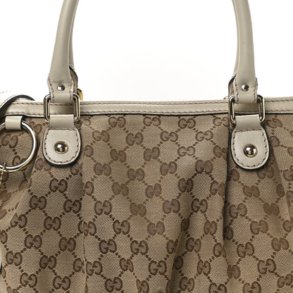 Gucci Monogram Margaux Calfskin Medium Sukey Top Handle Bag Beige Ebony Mystic White 8 of 11