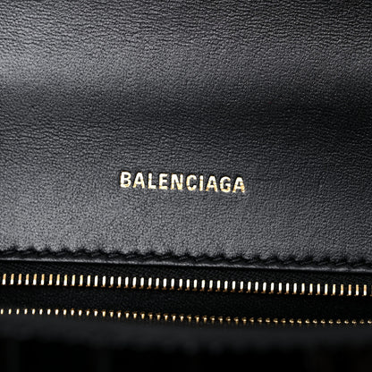 Balenciaga Shiny Calfskin Crocodile Embossed Small Hourglass Top Handle Bag Black 6 of 16
