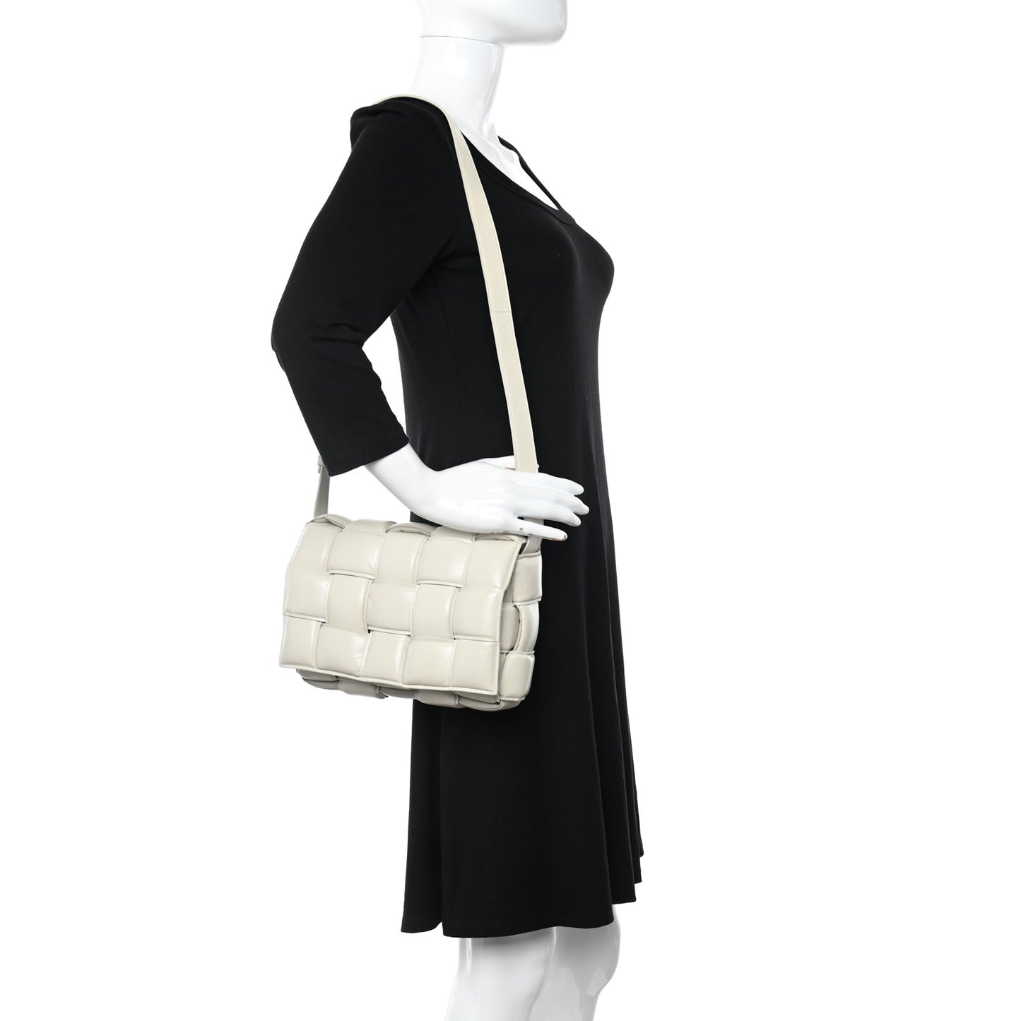 Paper Calfskin Maxi Intreccio Padded Cassette Crossbody Bag White