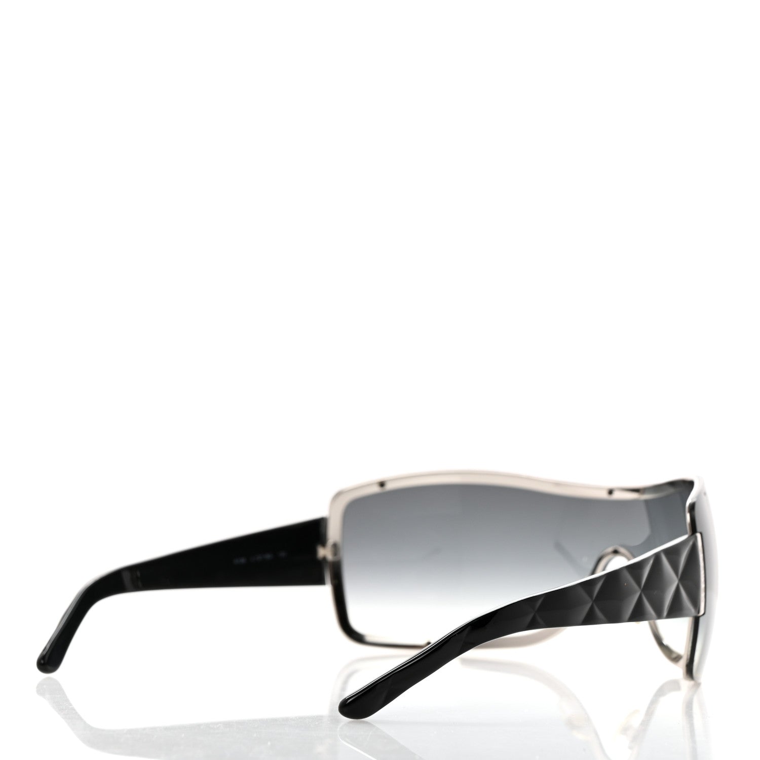 Chanel Acetate Quilted Shield Sunglasses 4126 Black Gray 4 of 7