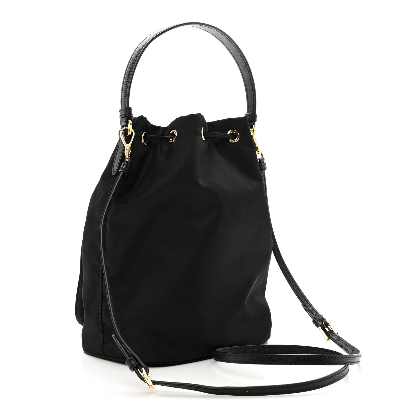 Re-Nylon Duet Drawstring Shoulder Bag Black