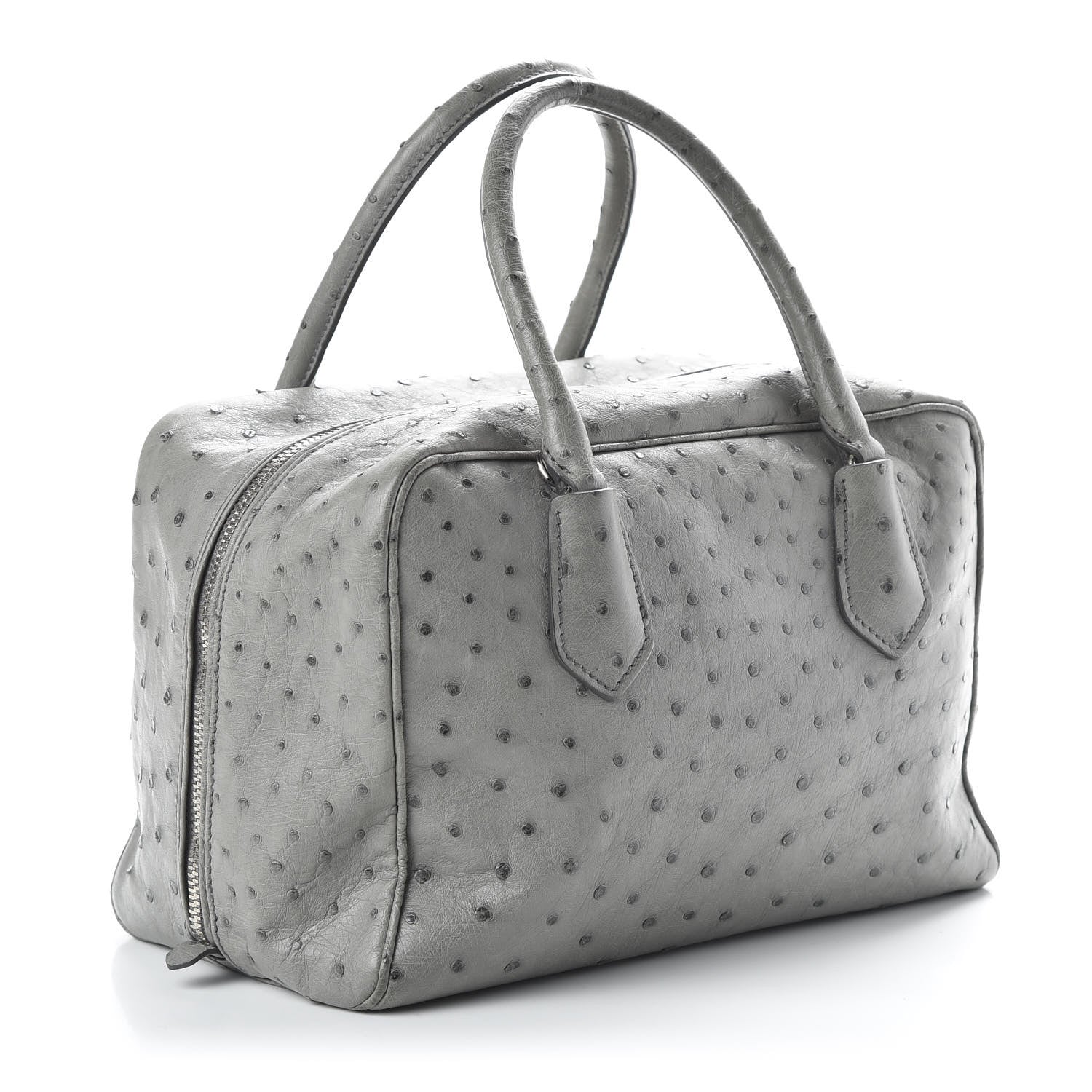 Prada Ostrich Lage Inside Tote Grey 2 of 9