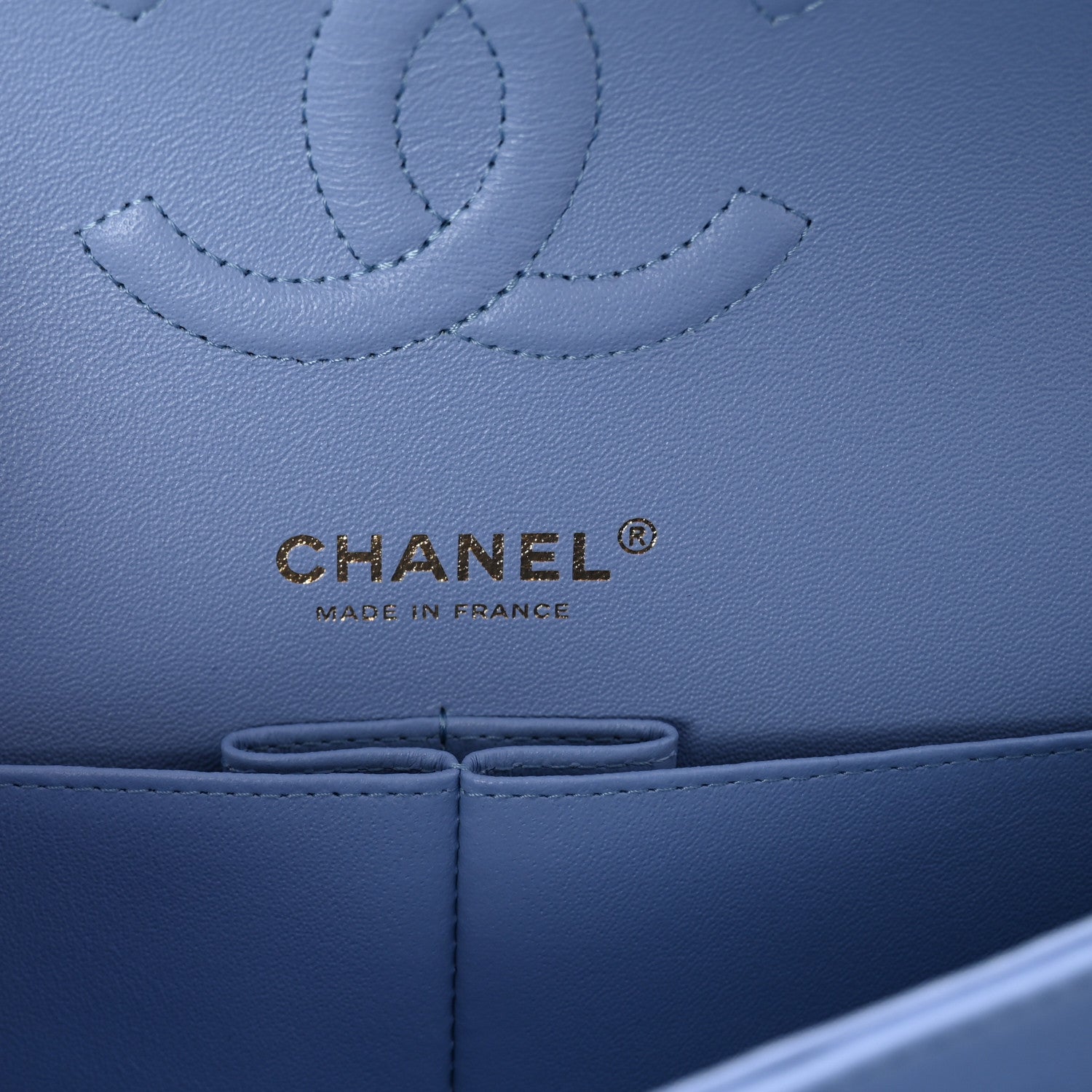 Chanel Lambskin Quilted Medium Double Flap Light Blue 6 of 10