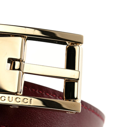 Gucci Calfskin Rectangular Buckle Reversible Thin Belt 85 34 Black Rosso Ancora 7 of 8