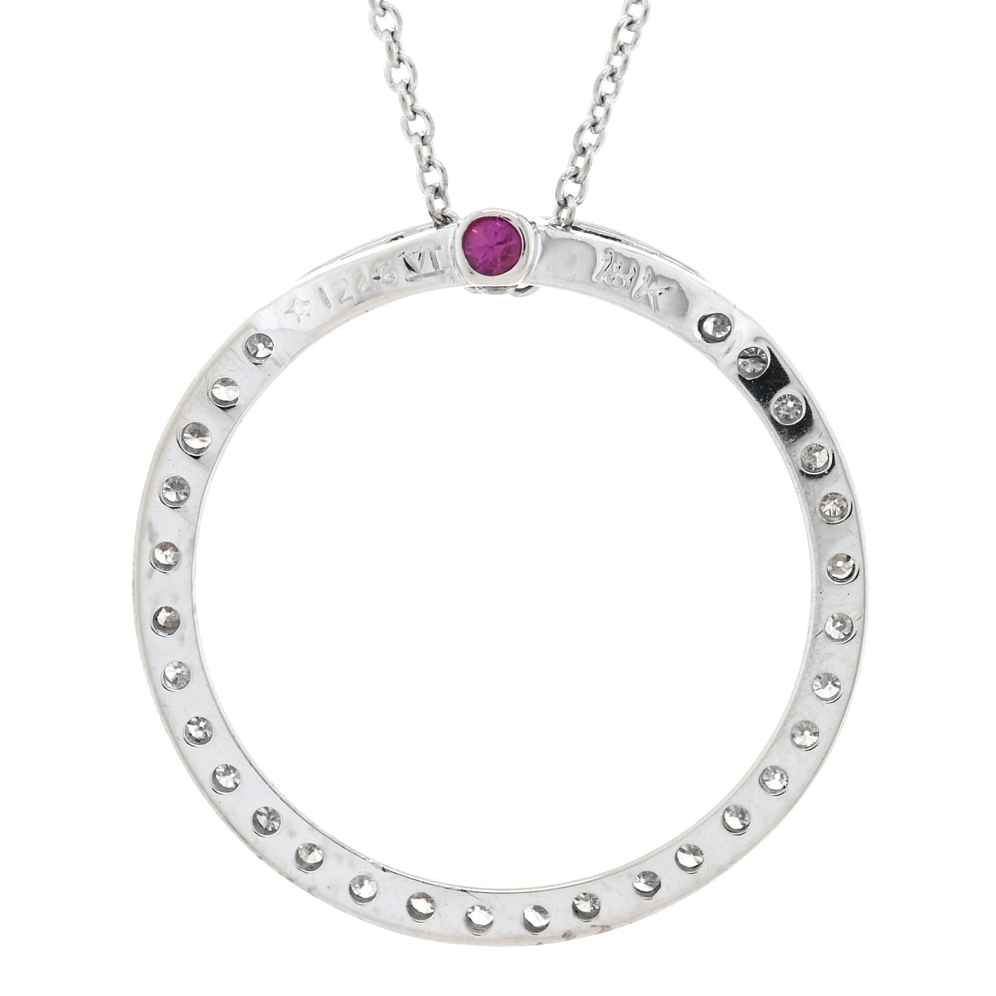18K White Gold Diamond Medium Tiny Treasures Circle Pendant Necklace