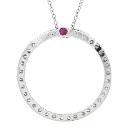 Roberto Coin 18K White Gold Diamond Medium Tiny Treasures Circle Pendant Necklace 5 of 5