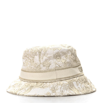Christian Dior Cotton D-Bobby Small Brim Bucket Hat 57 White Gold 3 of 9
