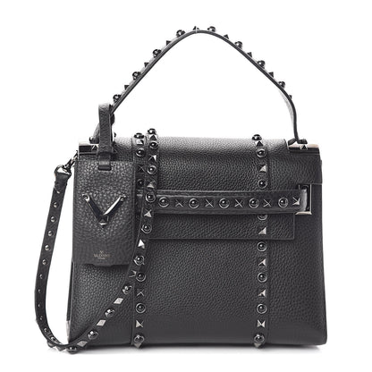 Valentino Garavani Grainy Calfskin Onyx Small My Rockstud Rolling Frame Bag Black 1 of 9