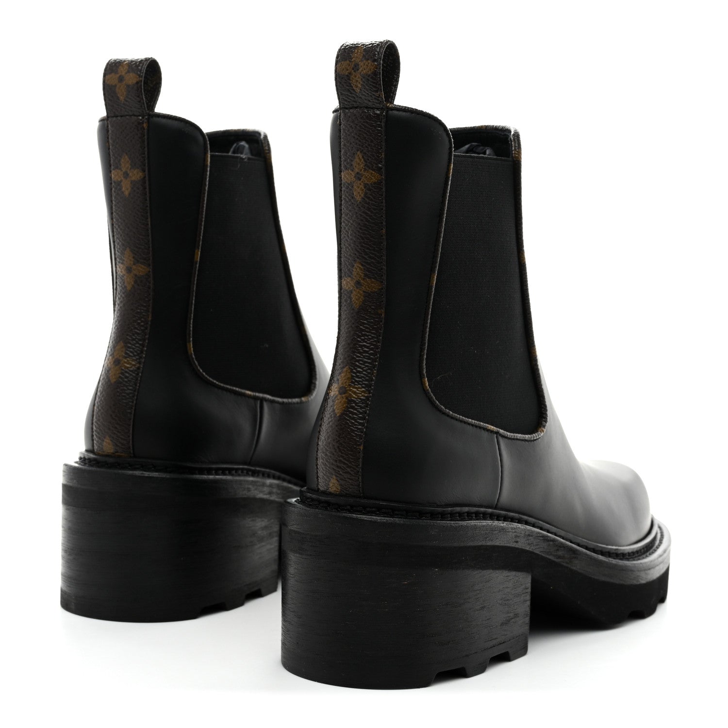 Louis Vuitton Calfskin Monogram Beaubourg Ankle Boots 37 Black 5 of 9