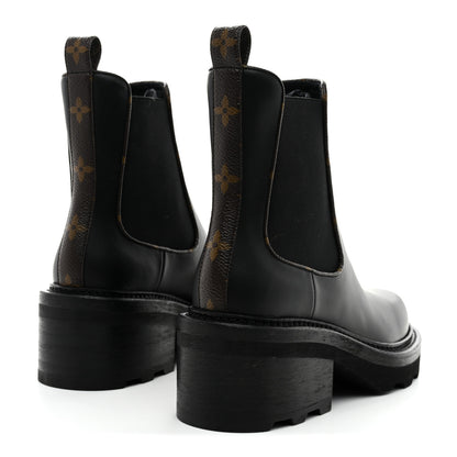 Louis Vuitton Calfskin Monogram Beaubourg Ankle Boots 37 Black 5 of 9