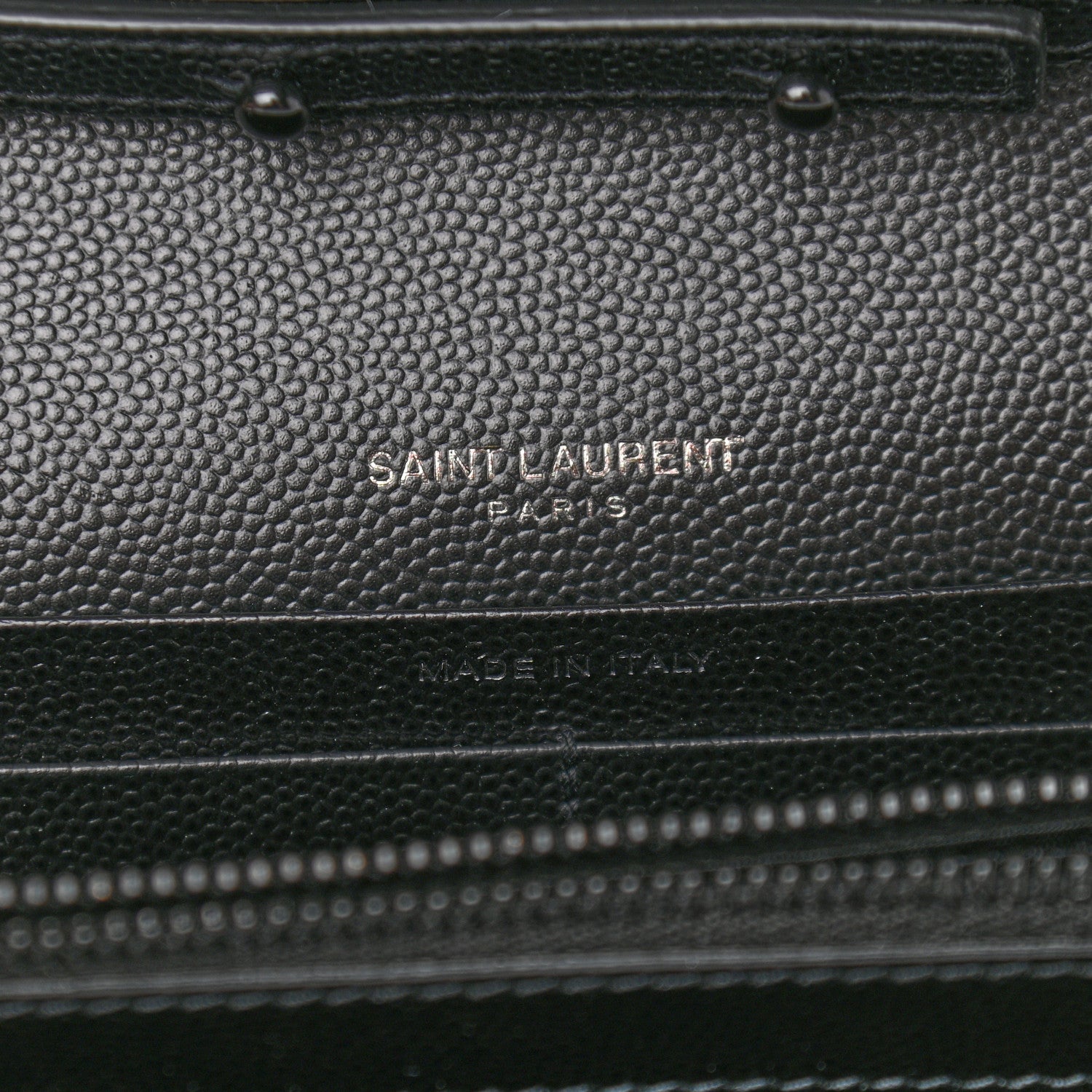 Saint Laurent Grain De Poudre Matelasse Chevron Monogram Monochrome Chain Wallet Black 6 of 11