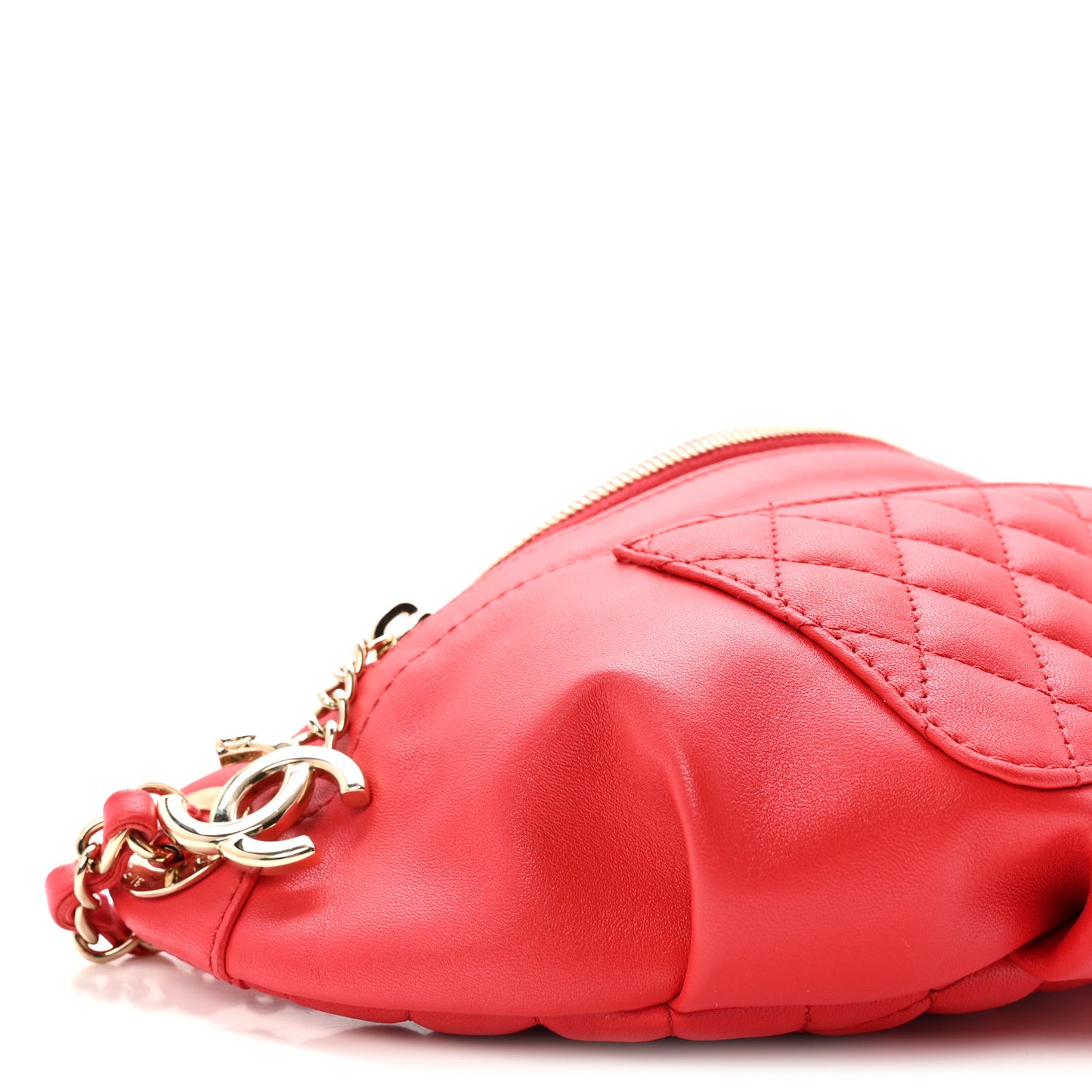 Lambskin Quilted Waist Bag Fanny Pack Red