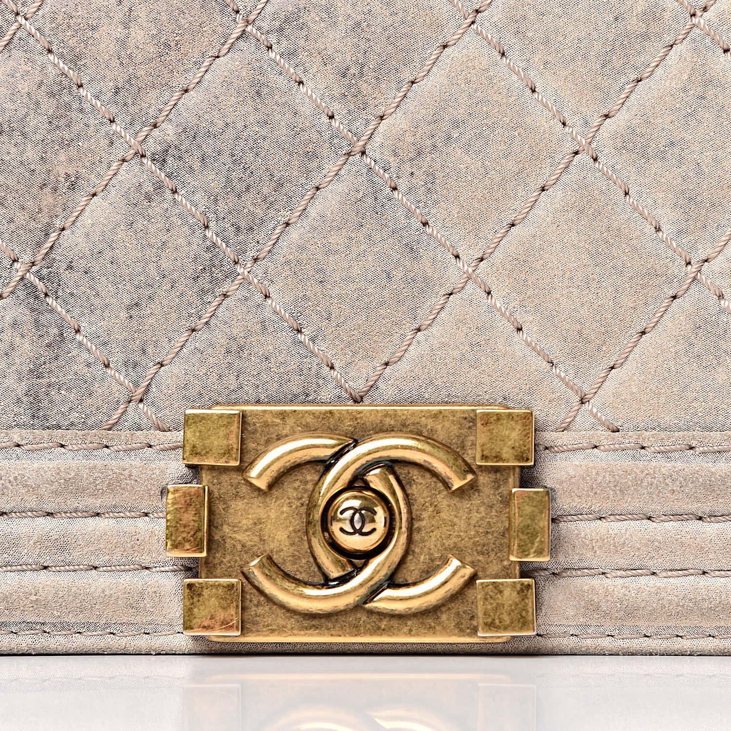 Chanel Iridescent Calfskin Quilted Large Boy Flap Beige 16 of 18