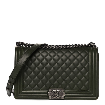 Chanel Lambskin Quilted New Medium Boy Flap Dark Green 1 of 16