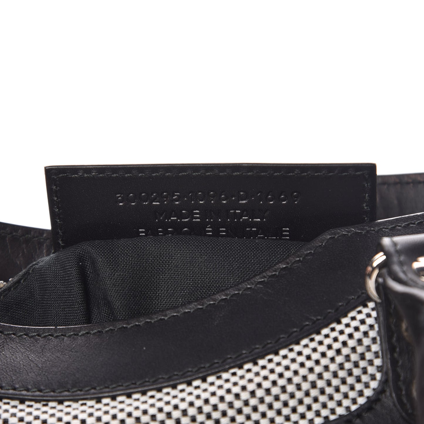 Calfskin Twill Classic Silver Hardware Mini City Black White