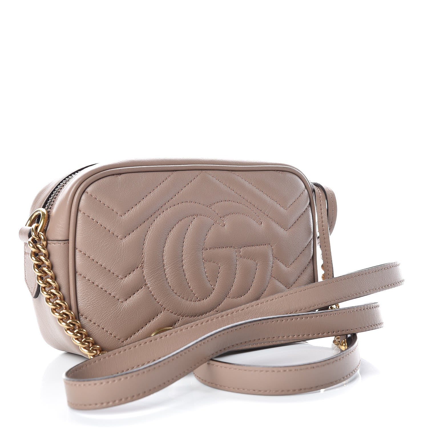 Gucci Calfskin Matelasse Mini GG Marmont Chain Shoulder Bag Porcelain Rose 3 of 9