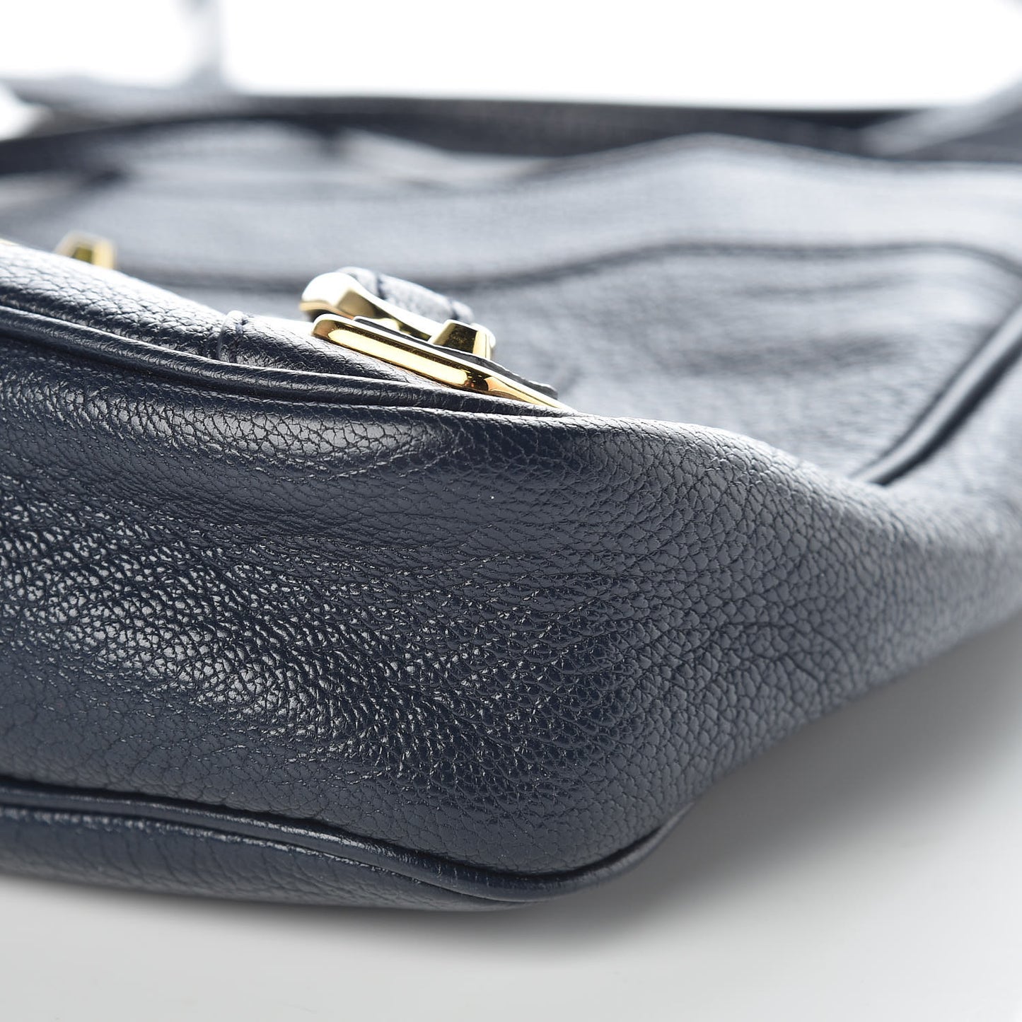 Chevre Gold Metallic Edge Hardware Hip Bleu Nuit