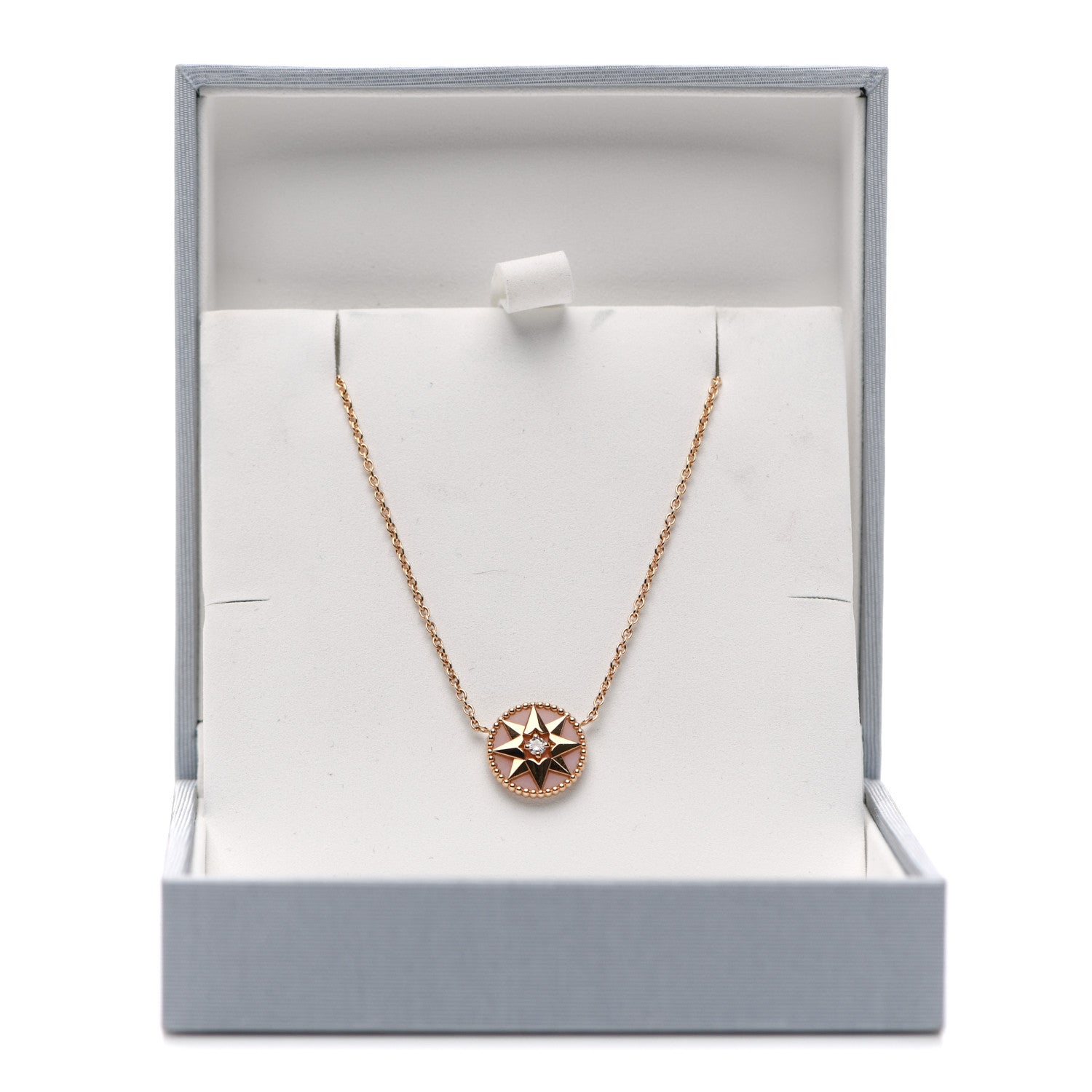 Christian Dior 18K Rose Gold Diamond Pink Opal Rose Des Vents Necklace 6 of 6