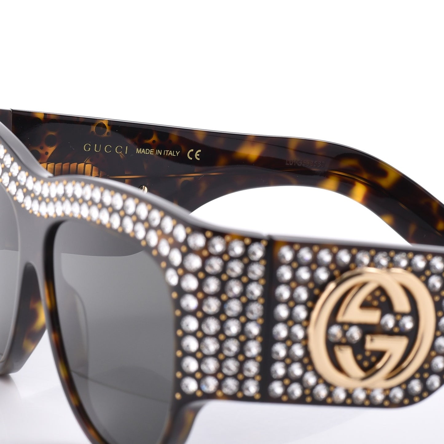 Acetate Crystal Oversize Hollywood Forever Sunglasses GG0144S Tortoiseshell