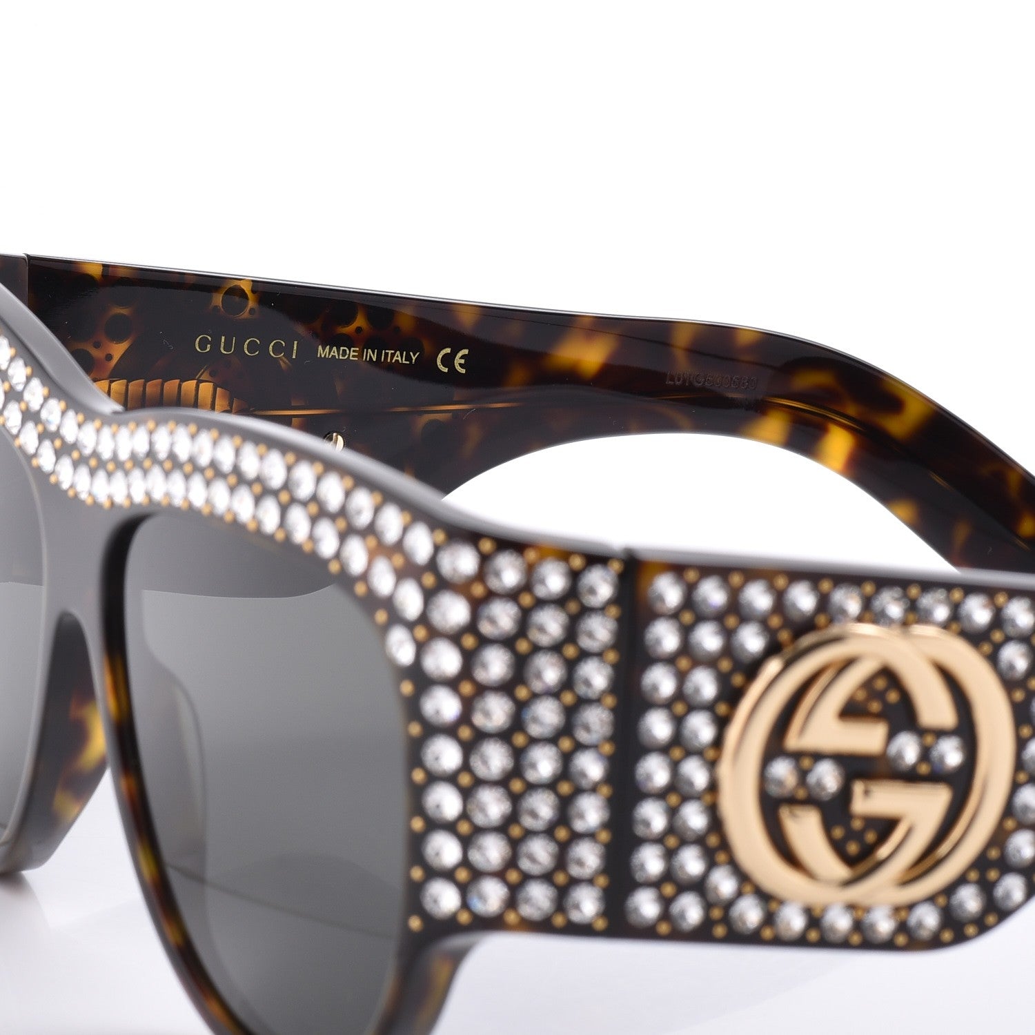 Gucci Acetate Crystal Oversize Hollywood Forever Sunglasses GG0144S Tortoiseshell 5 of 8